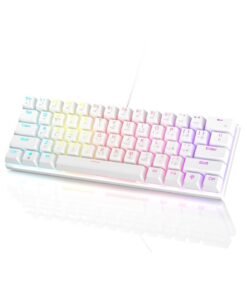 UCHUANG 61-Key English Arabic Mechanical Keyboard, Red Switch Hybrid Light Compact Mini Wired Keyboard for PC, Mac E-sports Portable Gaming Keyboard - White Keyboard