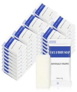 RSQAZQ Travel Size Bars Soap in Bulk, Individually Wrapped Mini Small Body Hand and Face Soaps Toiletries Amenities for Hotel, Shelter/Homeless/Nursing Home/Charity/Motel/Guest Bathroom 0.88 oz (60 Pack)