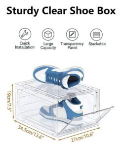BaytEasy Magnetic Transparent Shoe Organizer, Stackable Shoe Storage Box Set, Universal for Men & Women, Portable Shoe Cabinet Rack (Transparent 6 Tier） - Image 4