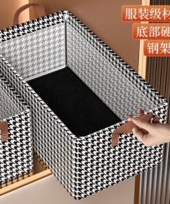Houndstooth Wardrobe Clothes Storage Box Household Layered Fabric Clothes Pants Finishing Box Folding Basket
