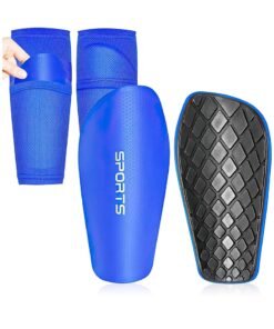 Rness Football Shin Guards Set Of Soccer Shin Pads And Sleeves Lightweight Breathable Blue M Size