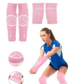 Lemon 2 Pieces Volleyball Accessories, Including Volleyball Knee Pads and Arm Sleeves, with Protection Pads and Thumb Hole for Women Girls Teens Training