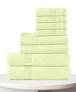 Rest Towel Set 8 Peice Mint Luxury Hotel Bedroom Super Soft Absorbent Durable Washable Quick Dry Cotton Family Bath Towels - 2 Bath Towel 70x140cm  2 Hand Towel 40x70 cm  & 4 Face Towel 30x30cm