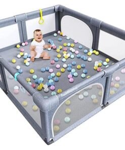 RuiHhome Playpen fance For Toddlers, Extra Large Baby Playard with Gate, 150 x 180 cm Infant Safety Activity Center, Sturdy Playpen with Anti-Slip Base, Children's Fences Packable & Portable