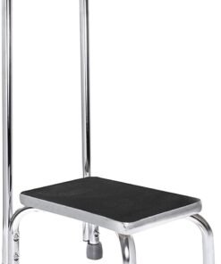 Vaunn Medical Foot Step Stool with Handle and Anti Skid Rubber Platform, Lightweight and Sturdy Stool for Children, Adults and Seniors, Chrome
