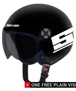 Steelbird Junior Soldier Open Face Cycling Helmet For Kids With Extra Free Clear Visor(Small 560 Mm,Dashing Black With Smoke Visor) - Image 5