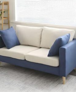 Comfynest Modernism Fabric Loveseat With Square Arm And Bolster Pillows