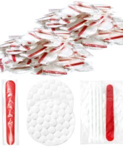 Tondiamo 200 Pieces Hotel Vanity Kit Individually Wrapped Hotel Amenities Disposable Travel Size Hotel Hospitality Supplies Each Includes 2 Cotton Pads 4 Cotton Swabs Nail File for Motels Makeup Toiletries