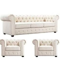 Maharat Al Bahar 5– Seater Sofa Set Fabric  With 5 Pillow Beige 220x90x80