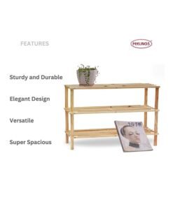 Alternative view of Feelings Wooden Shoe Rack 3 Tier 74Cm Natural