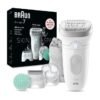 BRAUN Silk-epil 7 SkinSpa 7-081 Epilator Wet & Dry, Deep body exfoliation brush, Pouch. + 6 Extra White