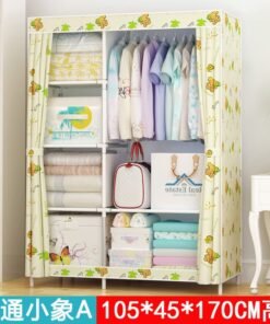 Simple Wardrobe Fabric Steel Frame Single Double Cloth Wardrobe Storage Simple Modern Economical Bedroom Assembled Wardrobe