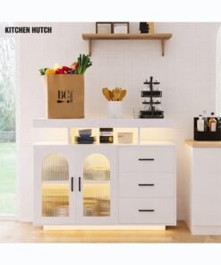 NKX Dystler Coffee Bar Cabinet with Storage, Sideboard 3 Drawers & 2 Doors Storage Table for Kitchen Dining - Image 3