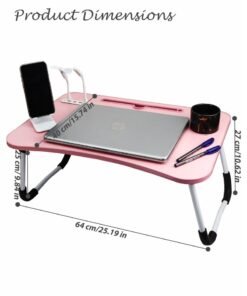 Portable Folding Laptop Desk for Bed Sofa Couch and Floor with USB Ports Cup Holder iPad Slot and Non-Slip Legs Adjustable Lap Tray Ergonomic Notebook Stand for Working Studying Reading Watching Movies and Camping Folding Desk with Stand for Laptop and Tablet - Image 3