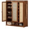 keke Large Capacity Entryway Storage Rattan Dustproof Shoe Cabinet