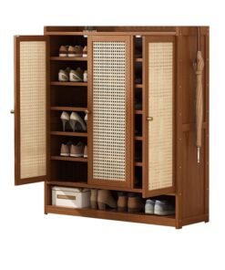 keke Large Capacity Entryway Storage Rattan Dustproof Shoe Cabinet