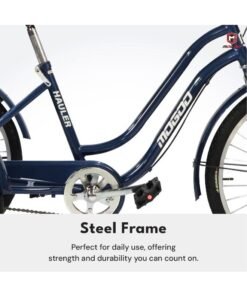 MOGOO Hauler Adult Tricycle - 24/26 Inch - Durable Steel Frame, Removable Rear Basket With Wheels & Wooden Base, Alloy Rims, Parking Brake, Saddle With Springs, Vintage Design, Perfect For Shopping - Image 3