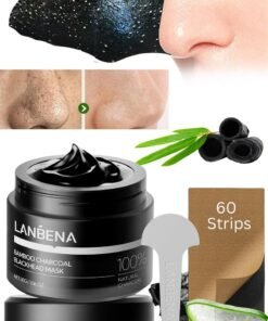 LANBENA Bamboo Charcoal Blackhead Mask,Charcoal Nose Plant Pore Strips,Blackhead Remover Mask for Blackheads, Dirts, Whiteheads, Oil,Face Pore Purifying Cleansing Mask with 60 Pcs Nose Strips, Peel off Mask 30g