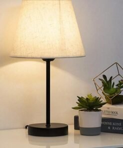 XiuWoo Nordic Retro Style Iron Cloth Cover Fabric Desk Lamp Bedroom Warm Hotel Room Study Decoration Bedside Table Lamp