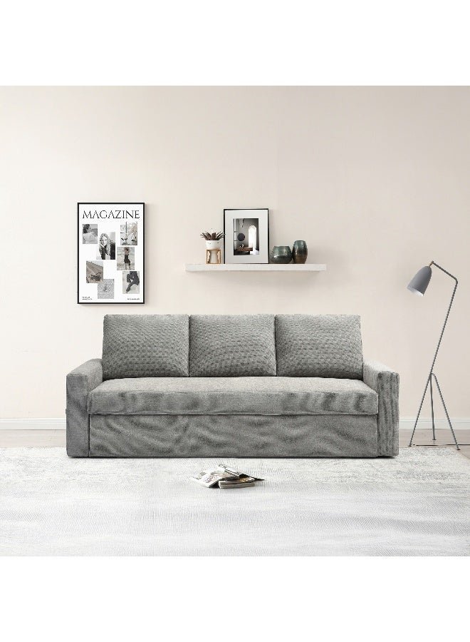 Home Box Grey 3-Seater Fabric Sofa Bed with Side Pockets
