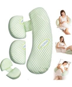 DUNISO Pregnancy Pillows for Sleeping,Maternity Pillow with Adjustable and Removable Cooling Cover ，Soft Pregnancy Body Pillow Support for Back, Legs, Belly,Hips of Pregnant Women