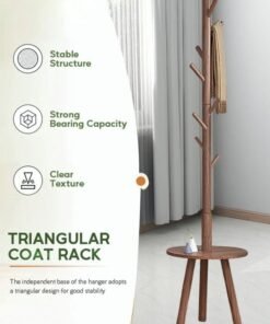 Alternative view of XiuWoo 8-Hook Coat Rack Wooden Coat Rack Freestanding with Storage Table Coat Tree for Clothes Bags Hats Hanger Stand Easy Installation for Entryway Living Room Bedroom Office Brown