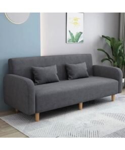Comfynest Seats 3 Modern Small Solid Wood Frame Foam Filled Sofa With Square Arm - Flannel 150 X 65 X 75 Cm Dark Gray