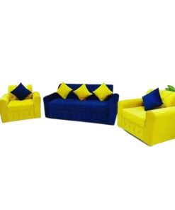 Maharat Al Bahar 5– Seater Sofa Set With Pillow Blue/Yelow 190x80x80