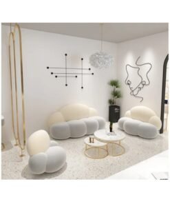 Ripple FURNITURE Modern Simple Living Room Sofas Fabric For Sofa Ultra Modern Home Furniture 3+2+1 Seater Beige  195X75X80