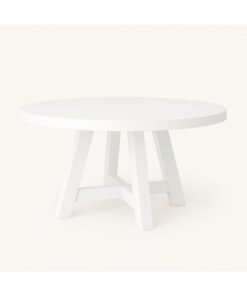 Horoof HomeÂ® Rustic Round Dining Table for 4 â€“ 47" white Wood Farmhouse Kitchen Table with Sturdy Base