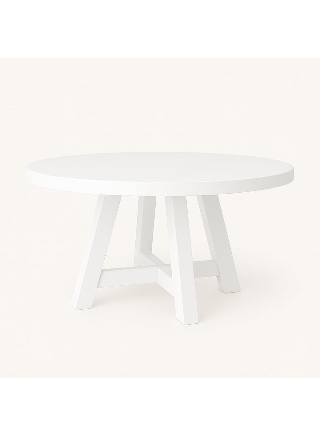 Horoof Home® Rustic Round Dining Table for 4 – 47" white Wood Farmhouse Kitchen Table with Sturdy Base