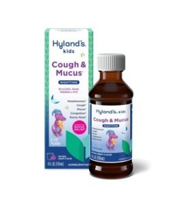 Hyland's Kids Nighttime Cough Syrup and Mucus Relief, Kids Medicine for Ages 2-12, Grape Flavor, Promotes Sleep, Cough, Runny Nose, Mucus and Congestion, Ounces