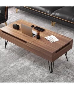 XiuWoo Coffee Table with Lifting Top, Modern Coffee Tables for Living Room with Hidden Compartment, Mid Century Space-Saving Convertible Furniture for Small Spaces Living Room Apartment 120x50x55cm
