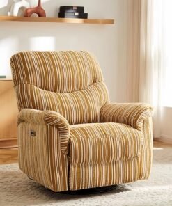 MAISON GALLERY standard recliner, rocking sofa, sofa bed, 360° rotation, 30° tilt and rocking, breathable velvet, lazy sofa chair, modern style chair, reading chair, sofa chair (yellow and white stripes