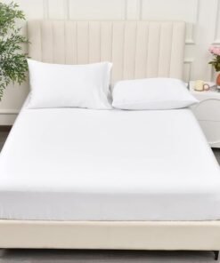 PHF 100% Rayon Derived from Bamboo Cooling Fitted Sheet in Queen Size (150cm x 200cm), 40cm Deep Pocket, 2.5cm Wider Strong Elastic, Silky Smooth, White