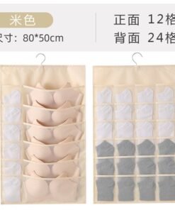 Fabric Wall Hanging Underwear Storage Bag Sock Storage Hanging Bag Home Wardrobe Hanging Underwear Double-Sided Storage Bag