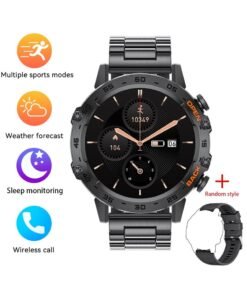 LIGE Smart Watch Men's Waterproof AMOLED Screen Bluetooth Calling Fitness Sports Smartwatch Health Monitoring 2 Black Straps