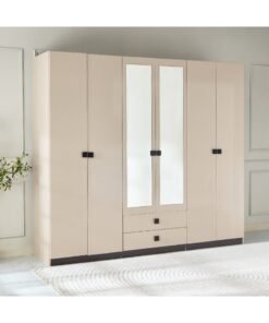 Home Box Luxembourg 6-Door Wardrobe with 2 Drawers and 2 Mirrors 243 x 216 x 59.6 cm