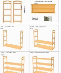 Haidue The 5-Layer Stripe Shoe Rack Organizer Is Made Of Environmentally Friendly And Healthy Bamboo.SIZE:60*25*81CM