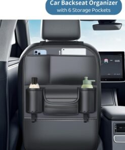 REOCLE Car Seat Back Organizer Large Capacity Storage Bag with Hook Kick Mats Back Seat Protector Keep Vehicle Neat Tidy Durable Waterproof Ideal for Car Travel Daily Commute