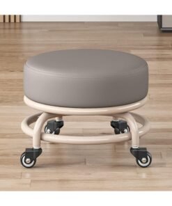 DubaiGallery Rolling Stool with 360° Silent Rubber Wheels and PU Leather Seat for Garage Home Garden Office Shop and Fitness Stable and Comfortable