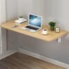 VITION Computer Wall Mount Stand Folding Wall-Mounted Drop-Leaf Table, Metal Folding Shelf Bench Table Bracket (40 X 80cm) Beige