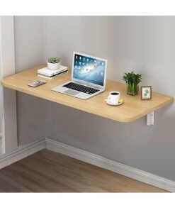 VITION Computer Wall Mount Stand Folding Wall-Mounted Drop-Leaf Table, Metal Folding Shelf Bench Table Bracket (40 X 80cm) Beige