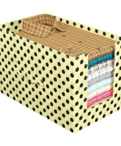 Kuber Industries Polka Dots Shirt Organizer for Wardrobe|Foldable Non Woven Shirt Stacker|Designer Cupboard Organizer for Clothes |Clothes Storage box (Ivory)