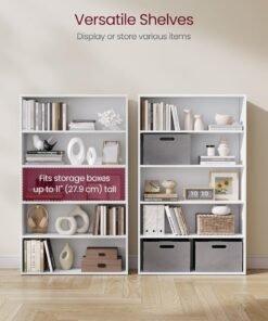 VASAGLE Custos Collection - Bookshelf, 5-Tier Bookcase, Book Shelf, Open Storage Shelf, 9.4 x 30 x 52.8 Inches, for Living Room, Home Office, Dinning Room, Cloud White - Image 4