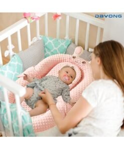 DUNISO Baby Sleeping Nest, Newborn Lounger, Foldable Newborn Travel Bed, Comfortable Cushion And Nest With Pillow,, Anti-Reflux Pillow, Double-Sided Use, Multifunctional Bionic Bed, Suitable For Travel Bedroom Living Room. (Pink)