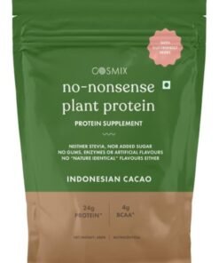 Cosmix No Nonsense Plant Protein | Organic Pea & Rice Isolate | Vegan | 21g Protein/Serving | Easy To Digest | All Essential Amino Acids | No Preservatives| Chocolate | Indonesian Cacao - 500g