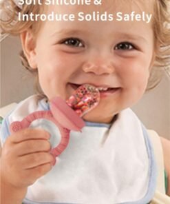 HieerBus Baby Fruit Food Feeder & Mini Freezer Nibble Tray Combo, BPA Free Silicone Feeder for Safe Infant Self Feeding, 4 Month+ ,Pink