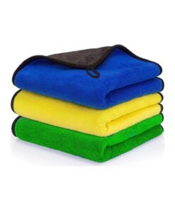 JIHAM 3pcs Microfiber Car Drying Towel for Car Cleaning and Detailing, Double Sided, Extra Thick Plush Microfiber Towel Lint Super Absorbent Detailing Towel for Car, Windows, Screen and Kitchen