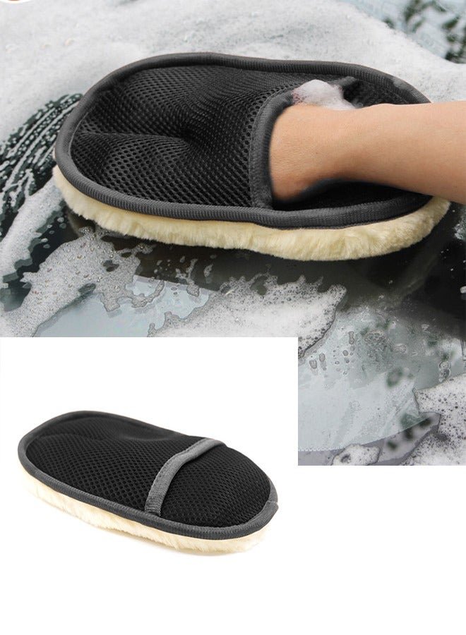 Polishing Waxing Buffing Soft Fur Pads Hand Washing Cleaning Glove
